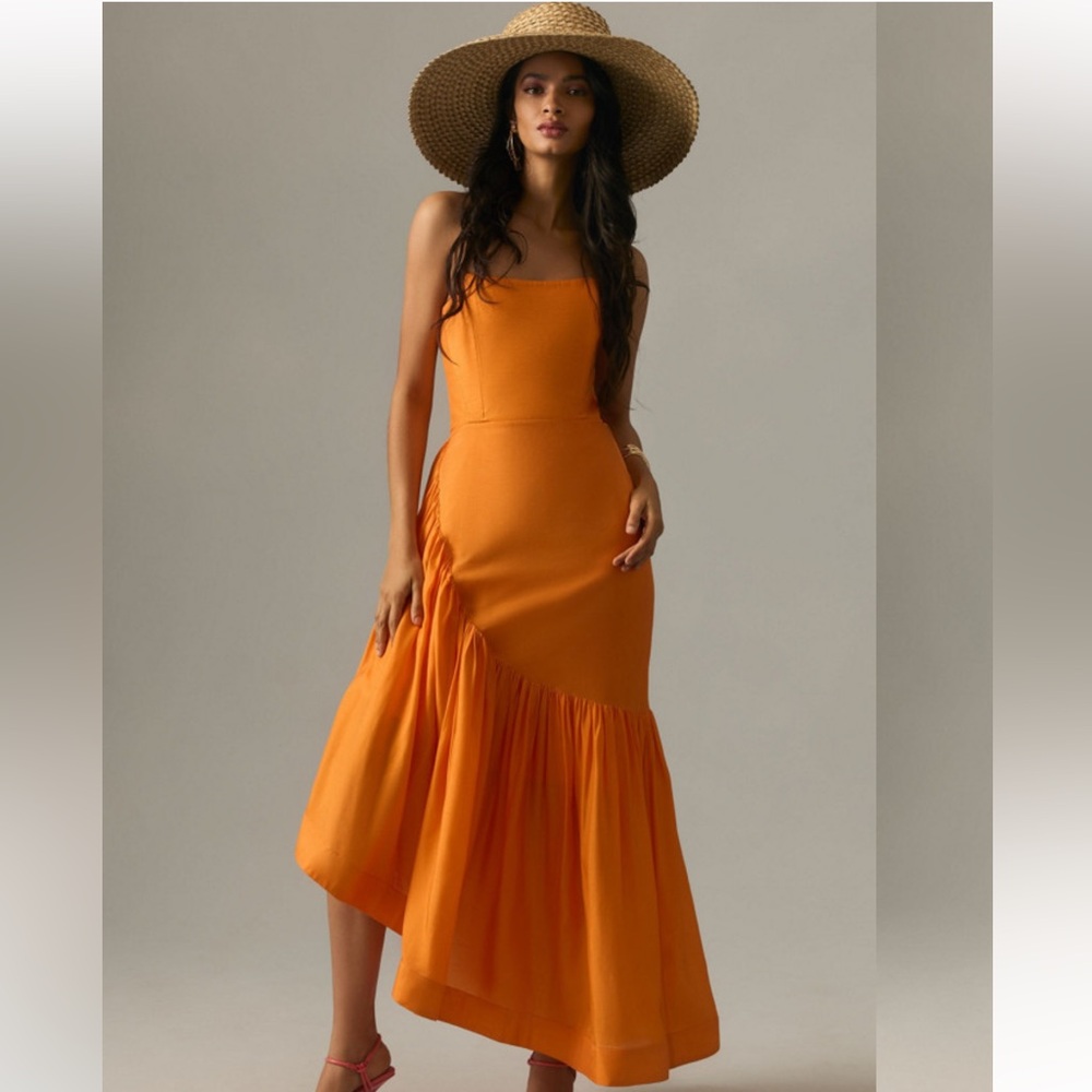Anthropologie orange dress size small worn once